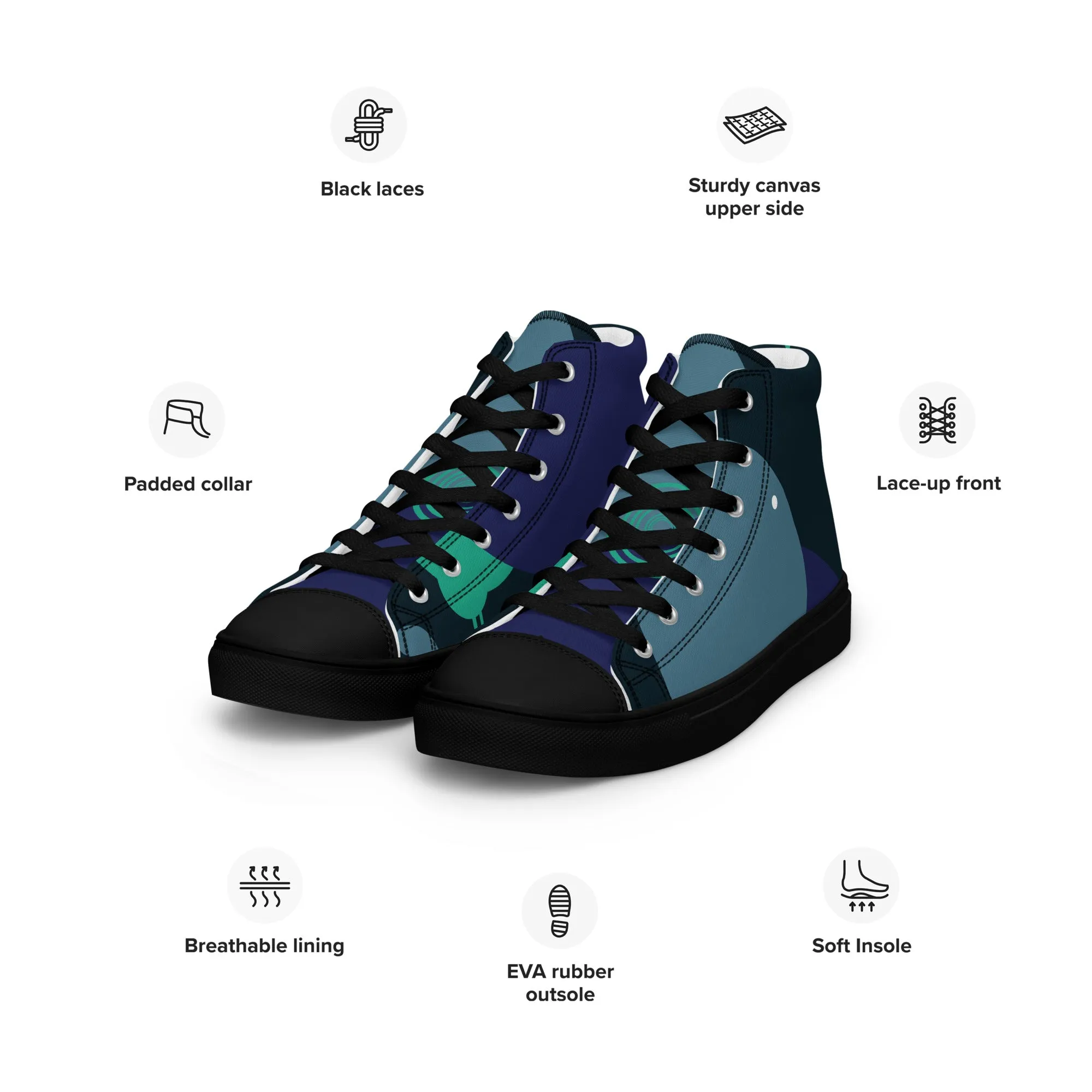 ARTIST Men’s High Top Canvas Shoes (Blue Tones)