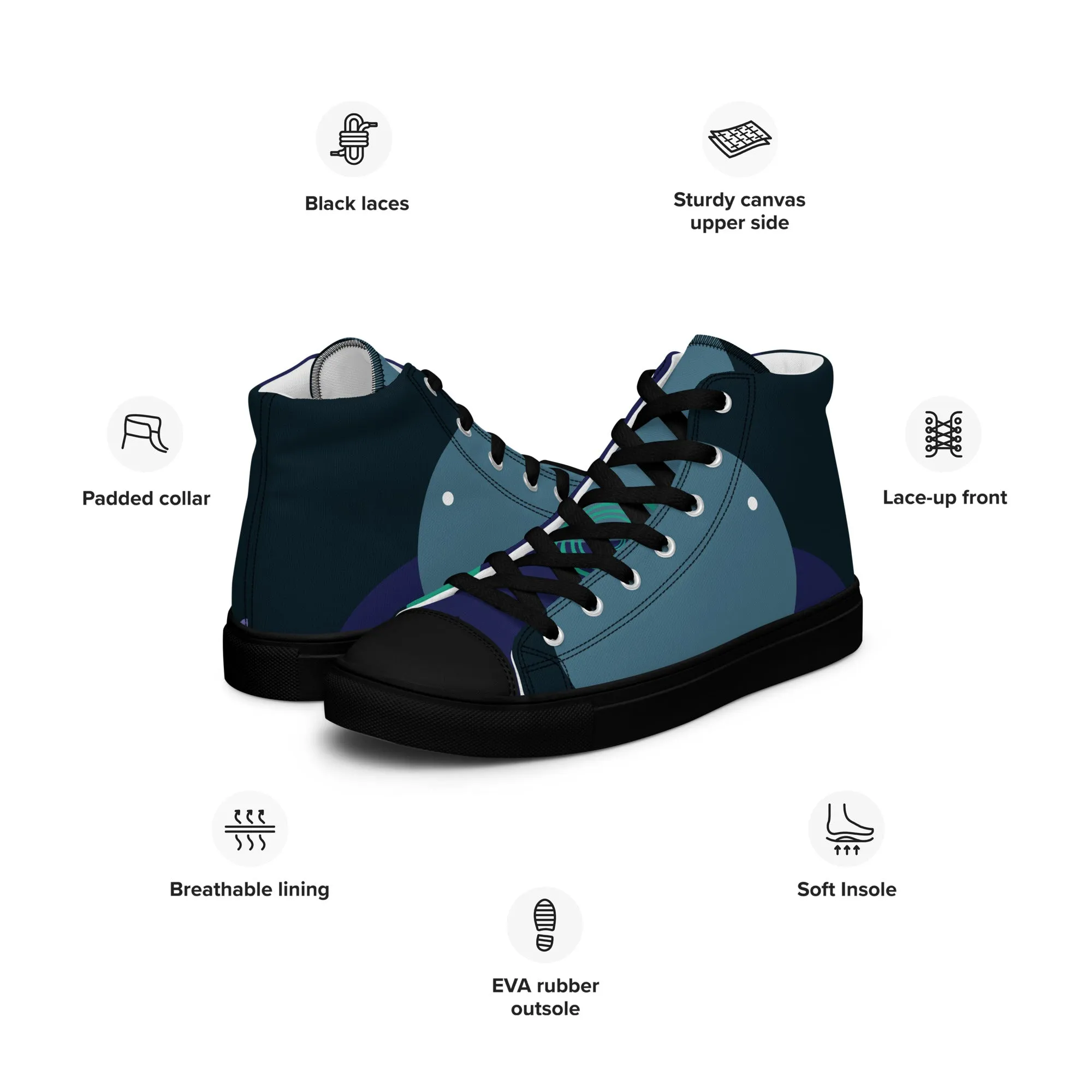 ARTIST Men’s High Top Canvas Shoes (Blue Tones)