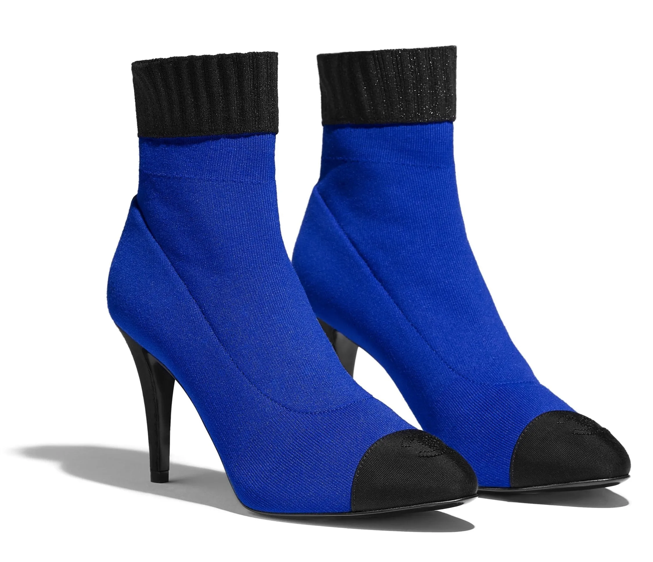 Bicolor Logo Knit & Grosgrain Short Sock-Boots