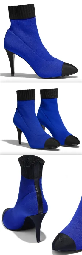 Bicolor Logo Knit & Grosgrain Short Sock-Boots
