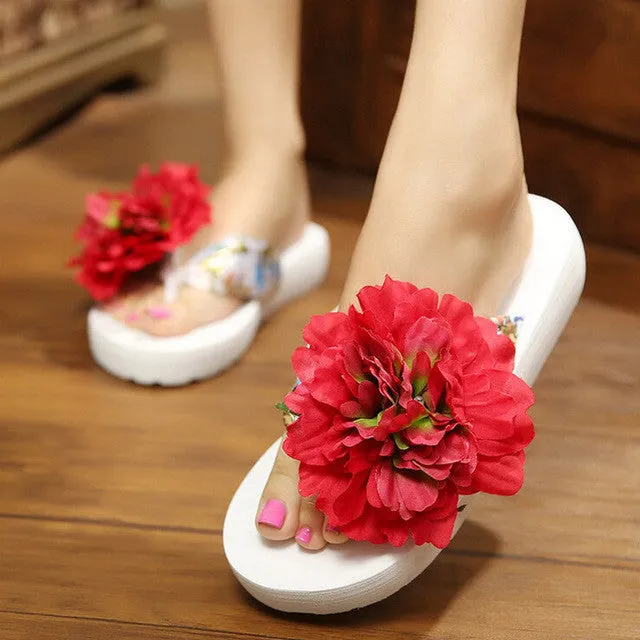 Bohemia Flowers Beach Flip Flops
