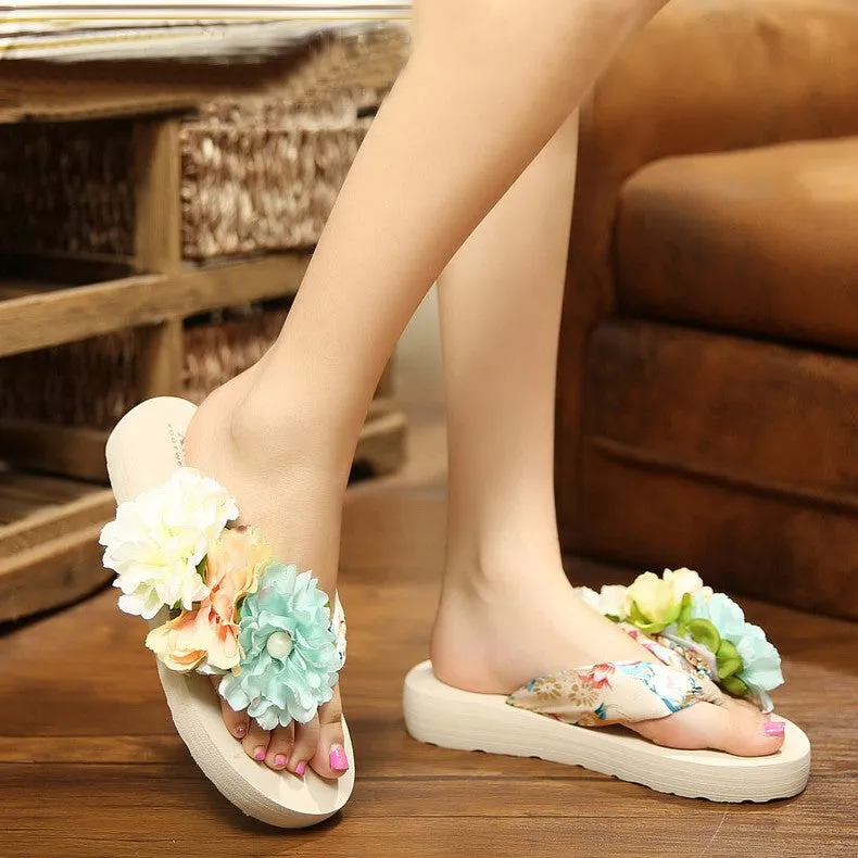 Bohemia Flowers Beach Flip Flops