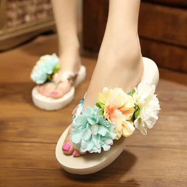 Bohemia Flowers Beach Flip Flops