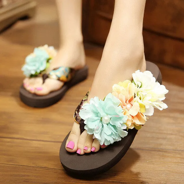 Bohemia Flowers Beach Flip Flops