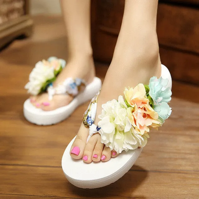 Bohemia Flowers Beach Flip Flops
