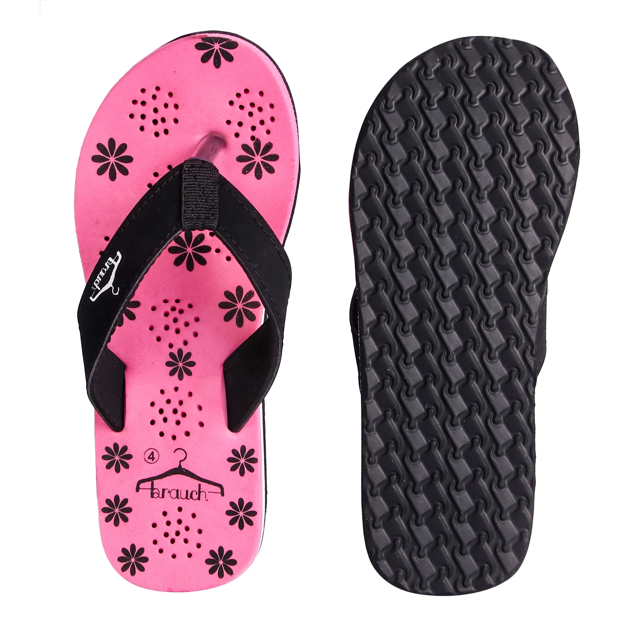 Brauch Women's Casual Pink Floral Flip Flops