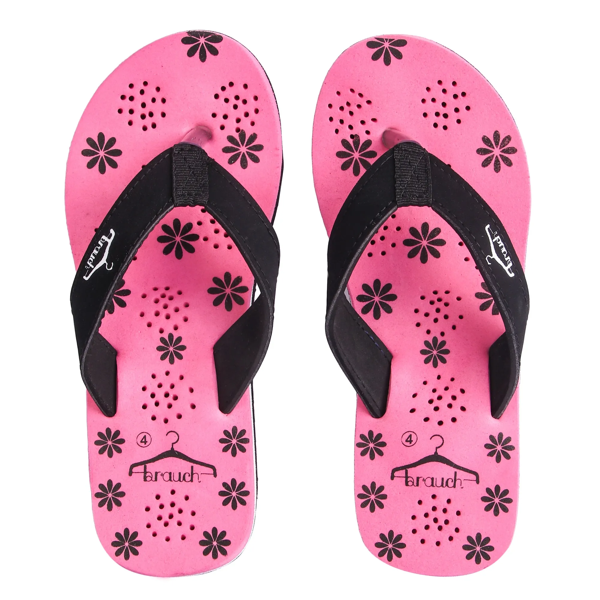 Brauch Women's Casual Pink Floral Flip Flops