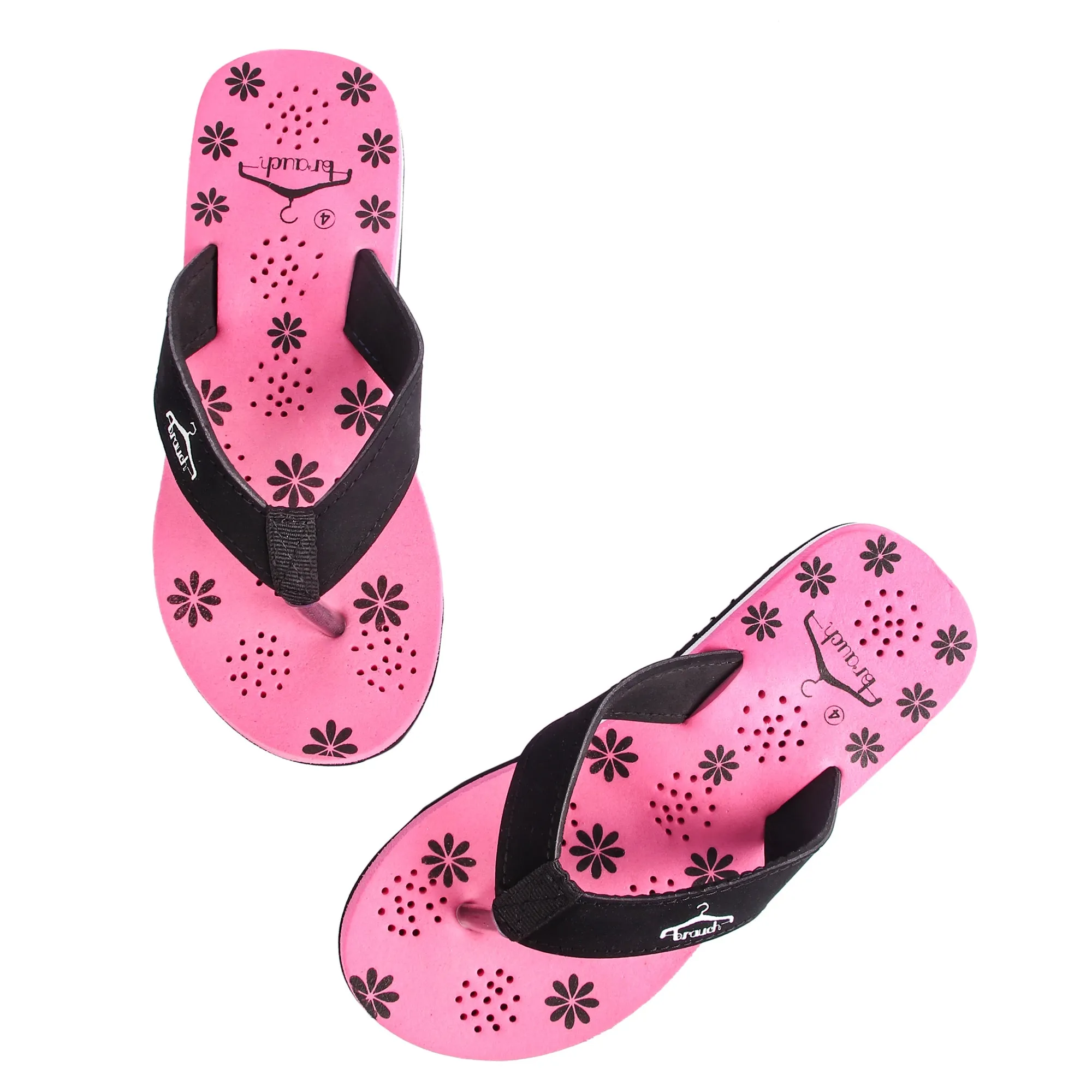 Brauch Women's Casual Pink Floral Flip Flops