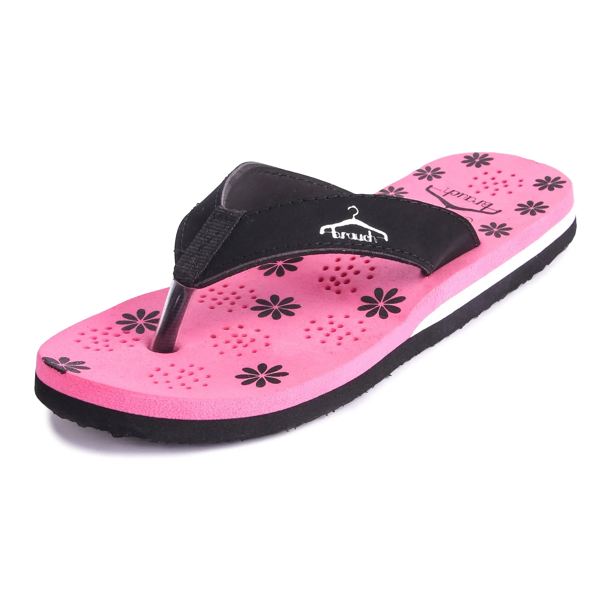 Brauch Women's Casual Pink Floral Flip Flops