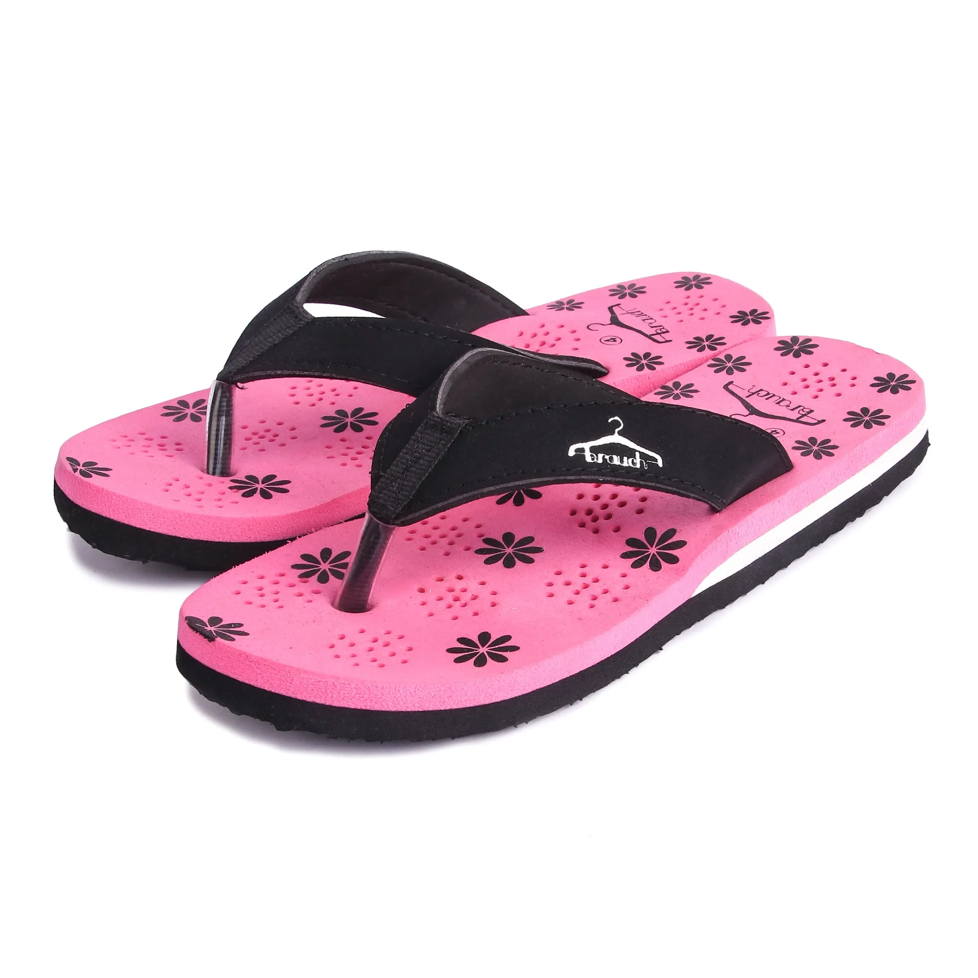 Brauch Women's Casual Pink Floral Flip Flops