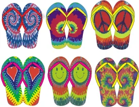 children's assorted tie-dye flip flops - sizes s-l Case of 72