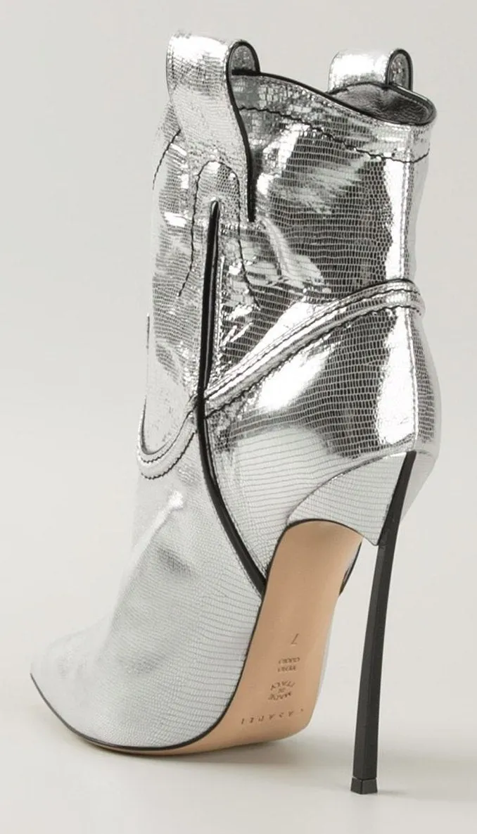 Cowboy Metallic Leather Stiletto Ankle Boots - Gold or Silver