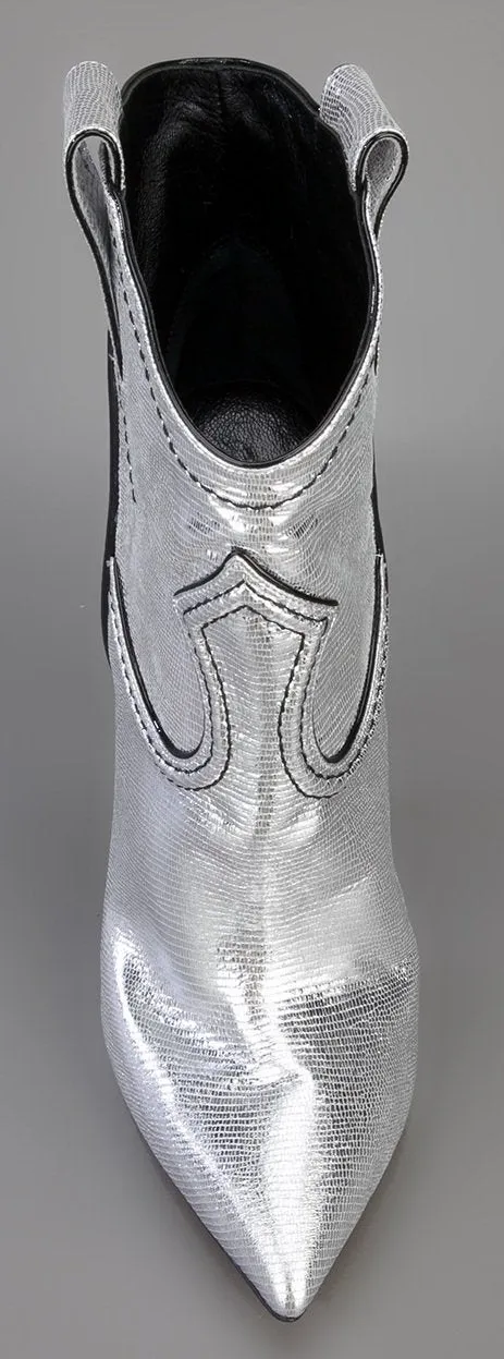Cowboy Metallic Leather Stiletto Ankle Boots - Gold or Silver