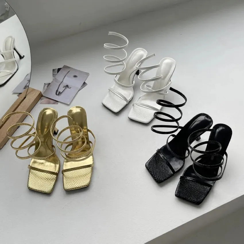 Cross Ankle Strap Square Toe Shoes