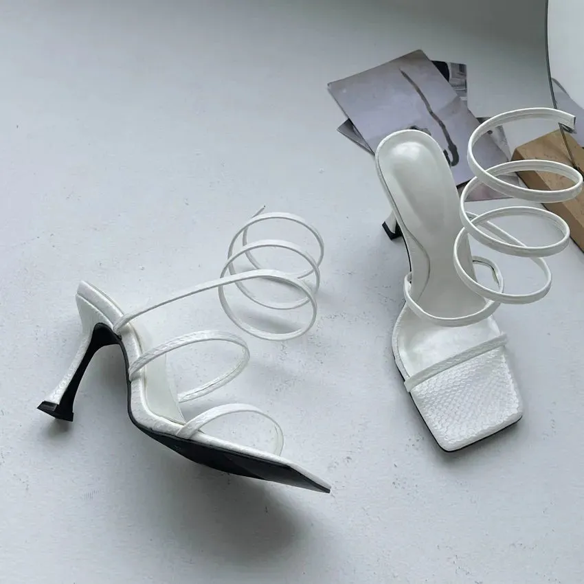 Cross Ankle Strap Square Toe Shoes