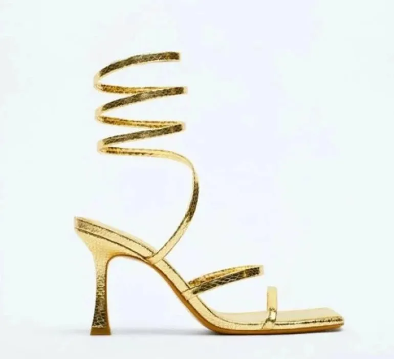 Cross Ankle Strap Square Toe Shoes
