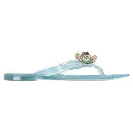 Dior Flower Detail Flip Flops in Light Blue Plastic