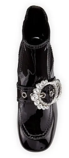 Embellished Patent Bootie, Black