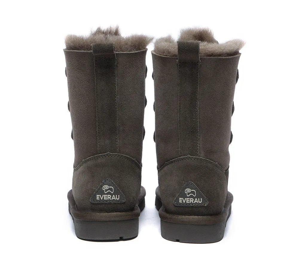 EVERAU® UGG Boots Women Sheepskin Wool Lace Up Tall Stark