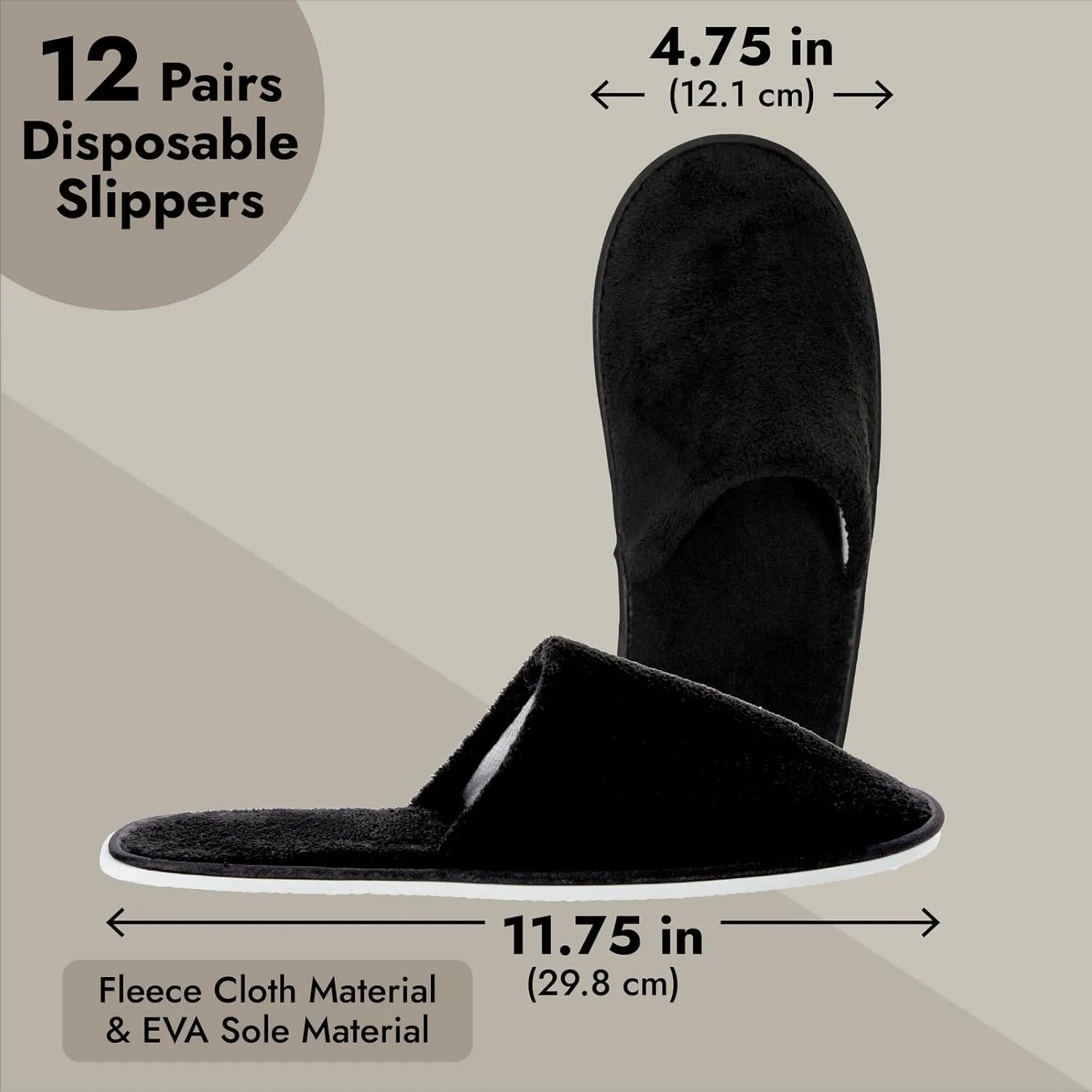 Juvale 12 Pairs Disposable Slippers for Guests, Bulk Pack for Hotel, Spa, Shoeless Home, (US Men Size 11, Women 12)
