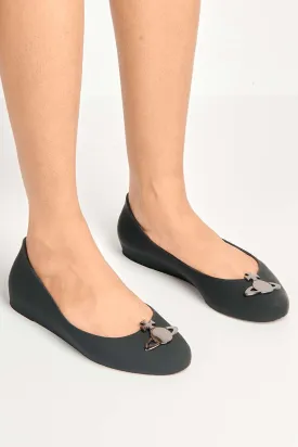 Kasen Brooch Detail Flat Loafers in Black Matt