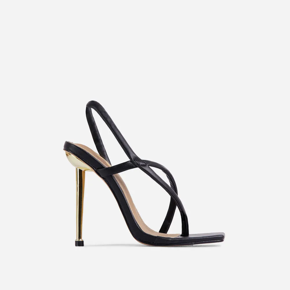 Lemonade Cadillac Cross Strap Square Toe Metallic Heel Mule Sandals