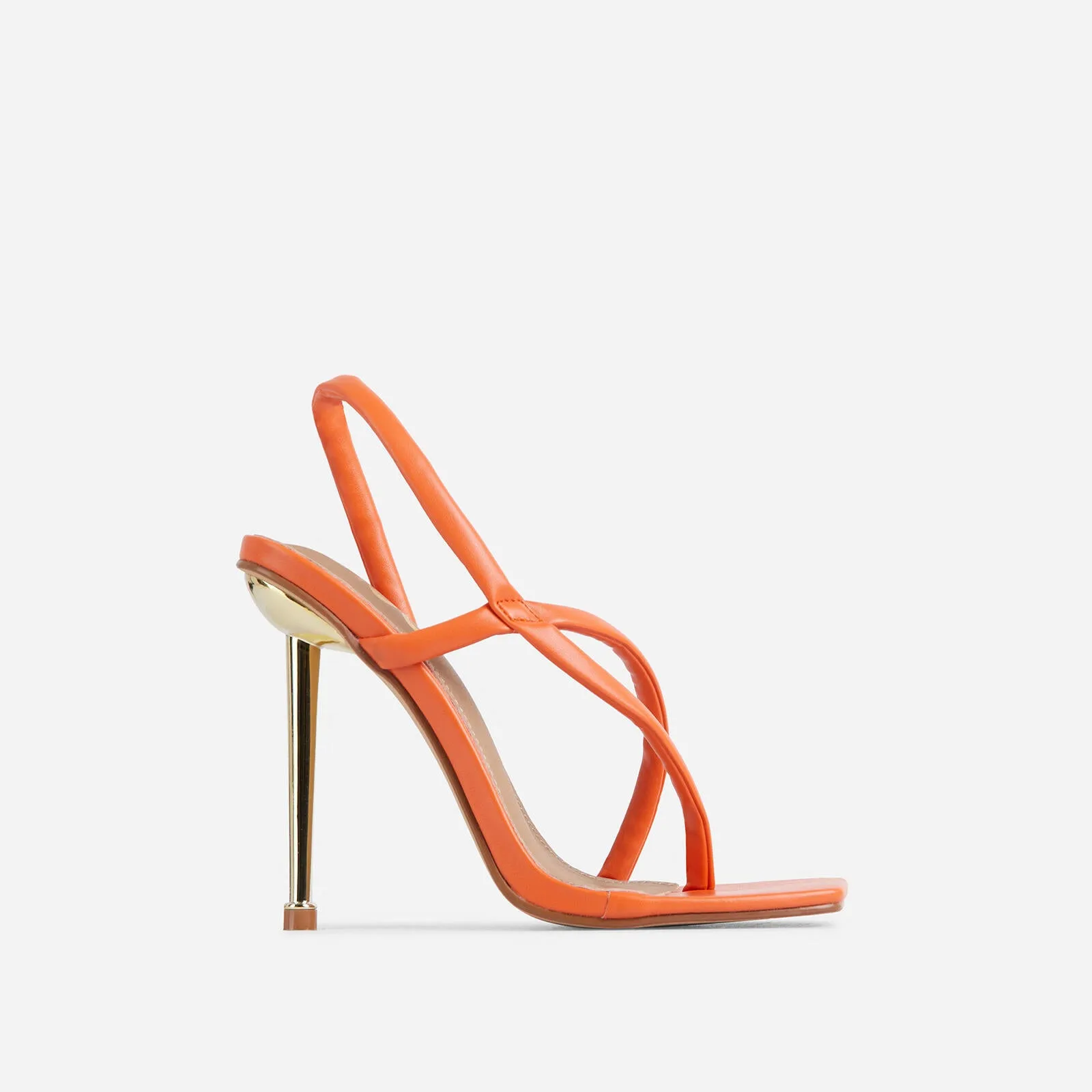 Lemonade Cadillac Cross Strap Square Toe Metallic Heel Mule Sandals