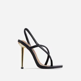 Lemonade Cadillac Cross Strap Square Toe Metallic Heel Mule Sandals