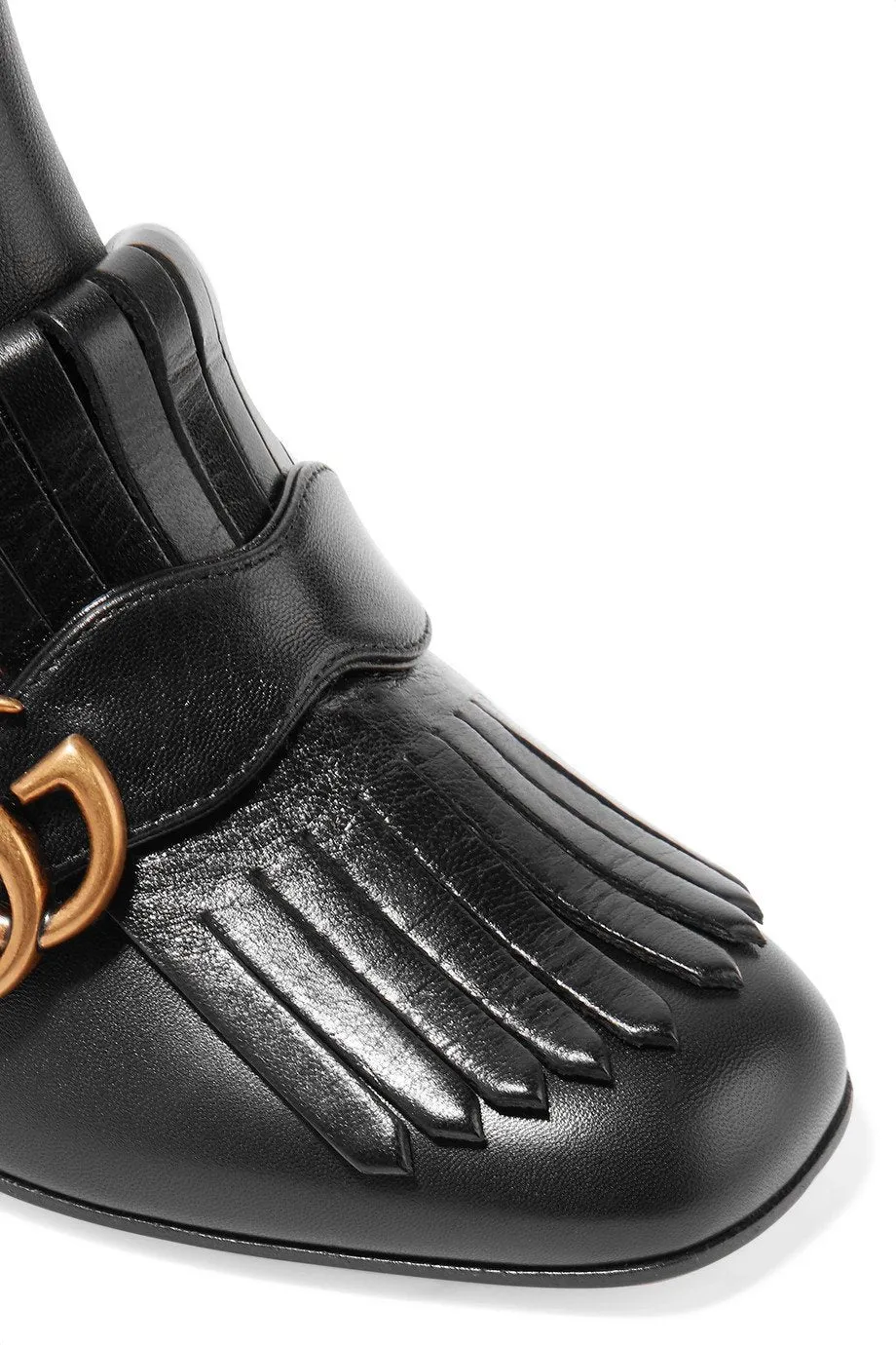 Marmont Fringed Logo-Embellished Leather Ankle Boots