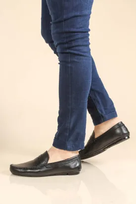 Men's Classic Black Leather Loafers - Wessi