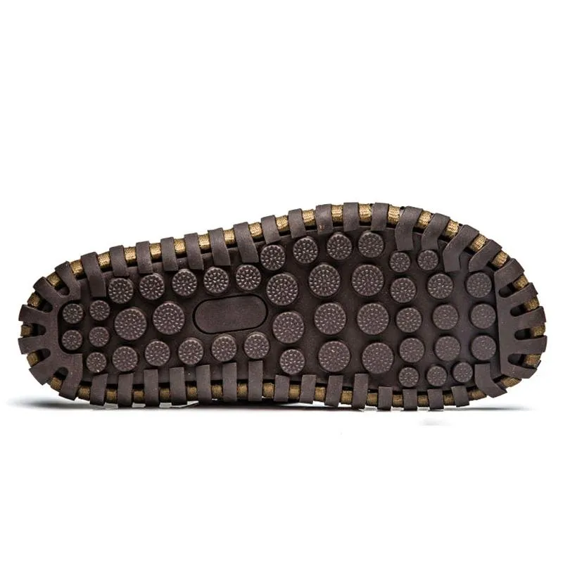 Men's Flip Flops Genuine Leather Sandals Summer Beach Casual Slippers Flats Slip-on Slipper