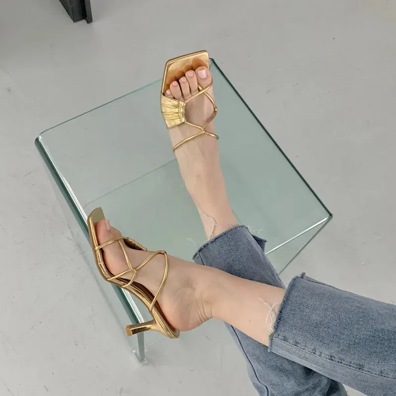 Narrow Band Square Toe Slip Heel