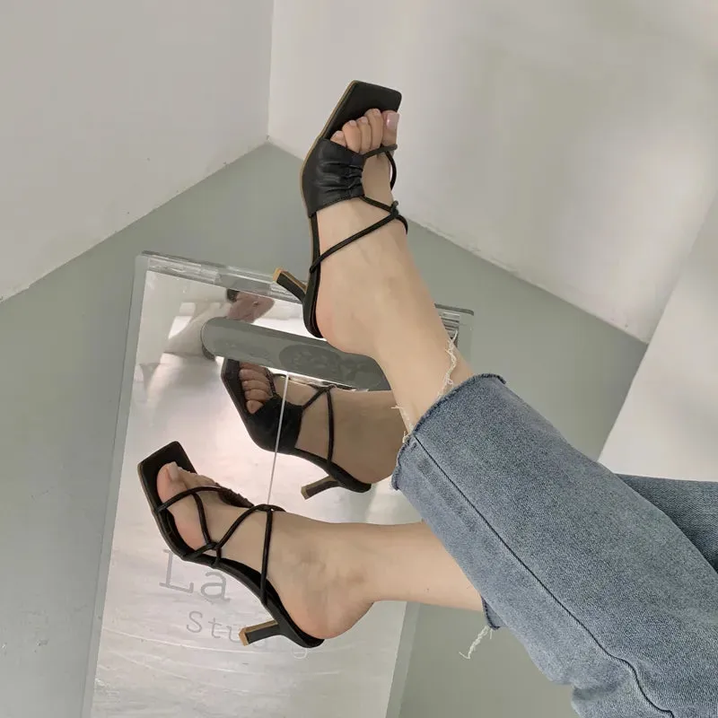 Narrow Band Square Toe Slip Heel