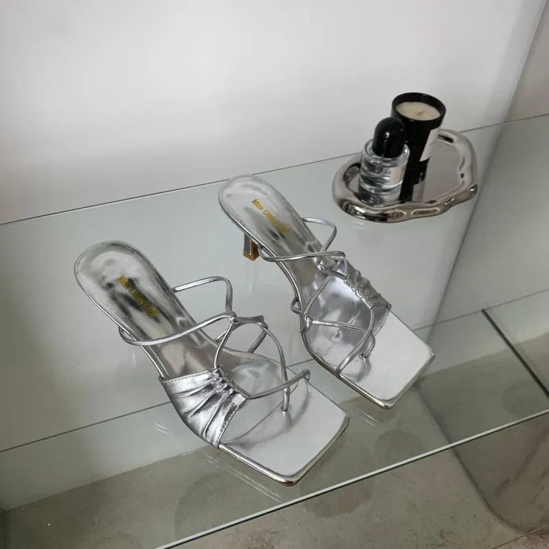 Narrow Band Square Toe Slip Heel