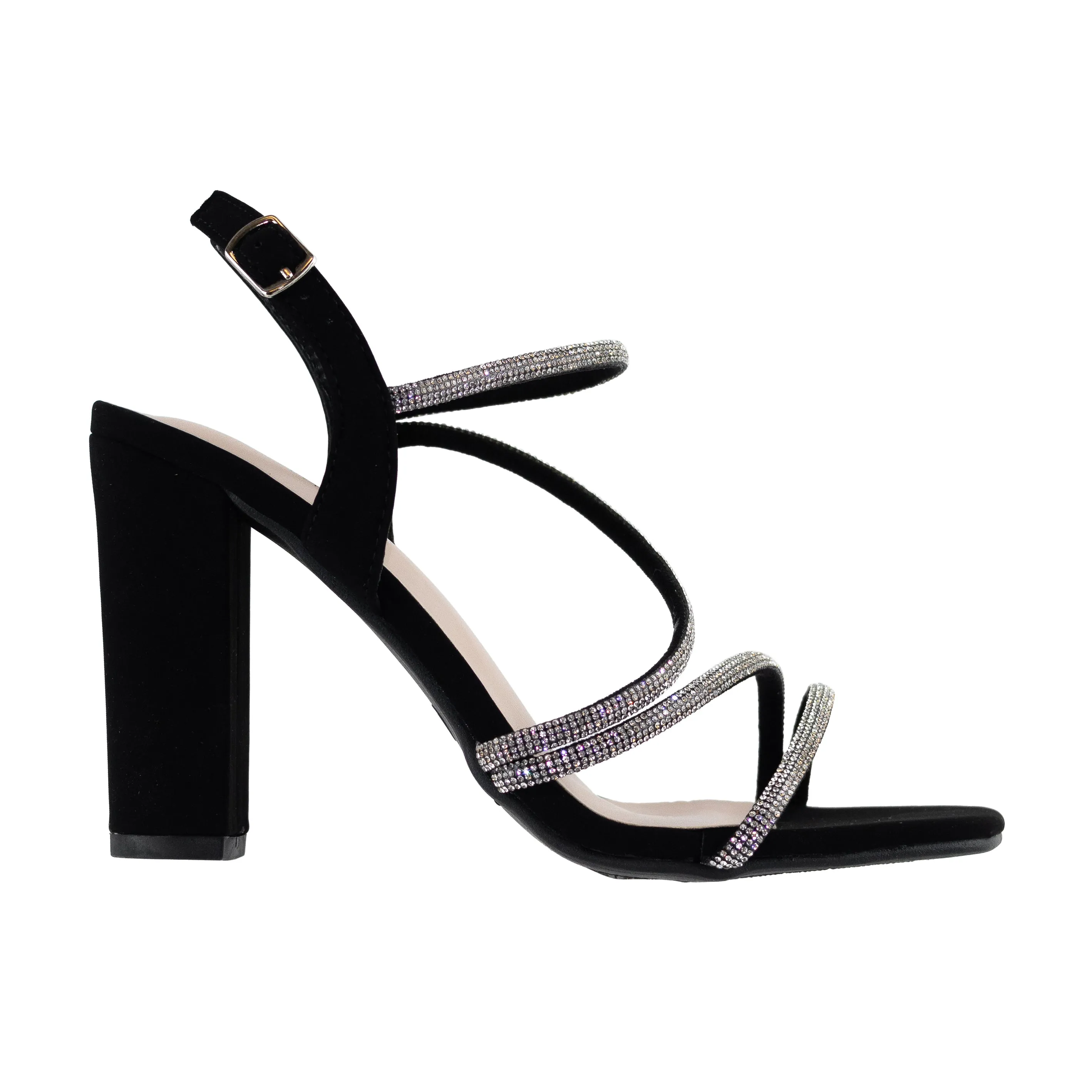 Nile - Women's Embellished Ankle Strap Heels, Square Toe & Block Heel Design, Perfect for Parties or Special Occasions