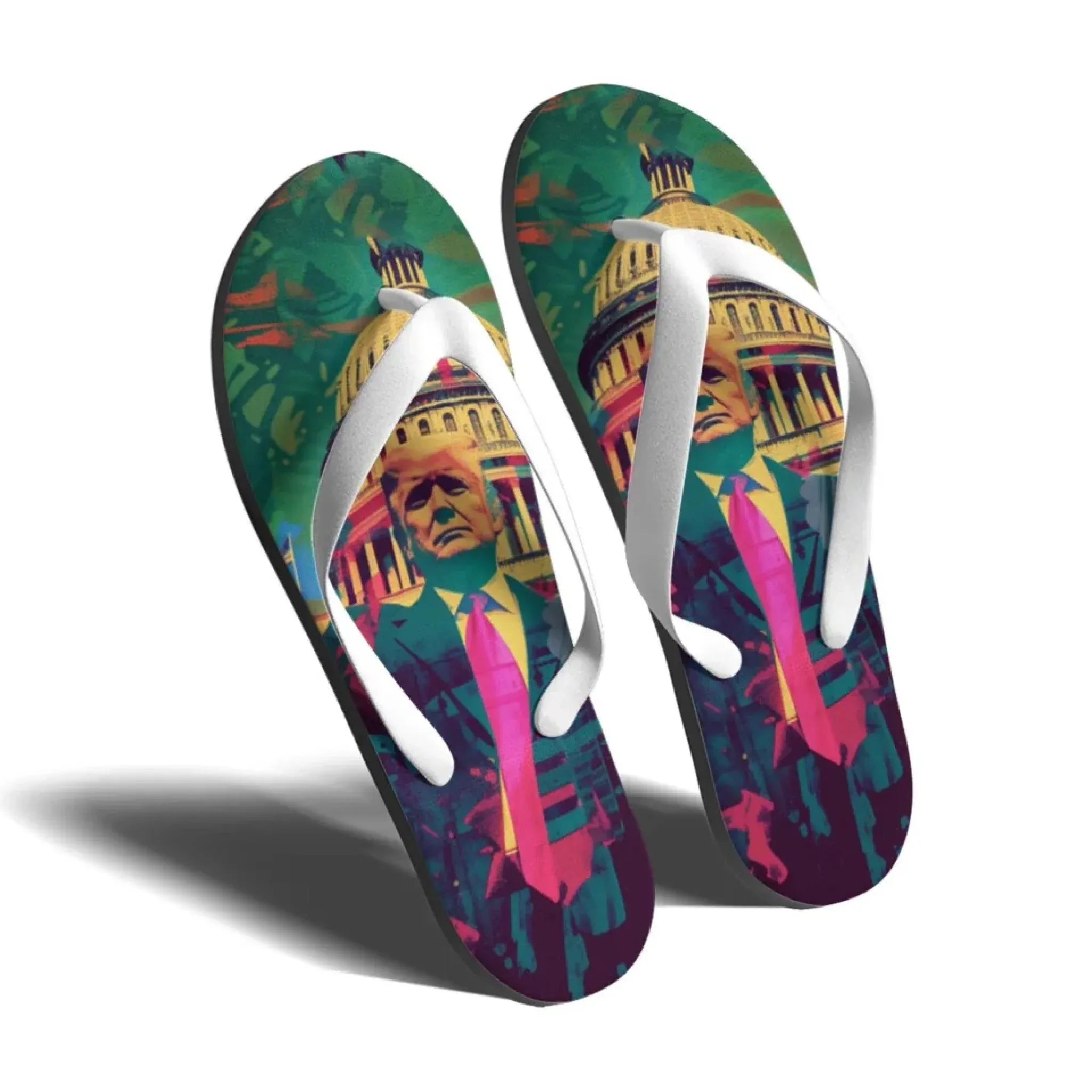 Personalized Trump Flip Flops, Custom Patriotic Flip Flops, MAGA Unisex Slippers
