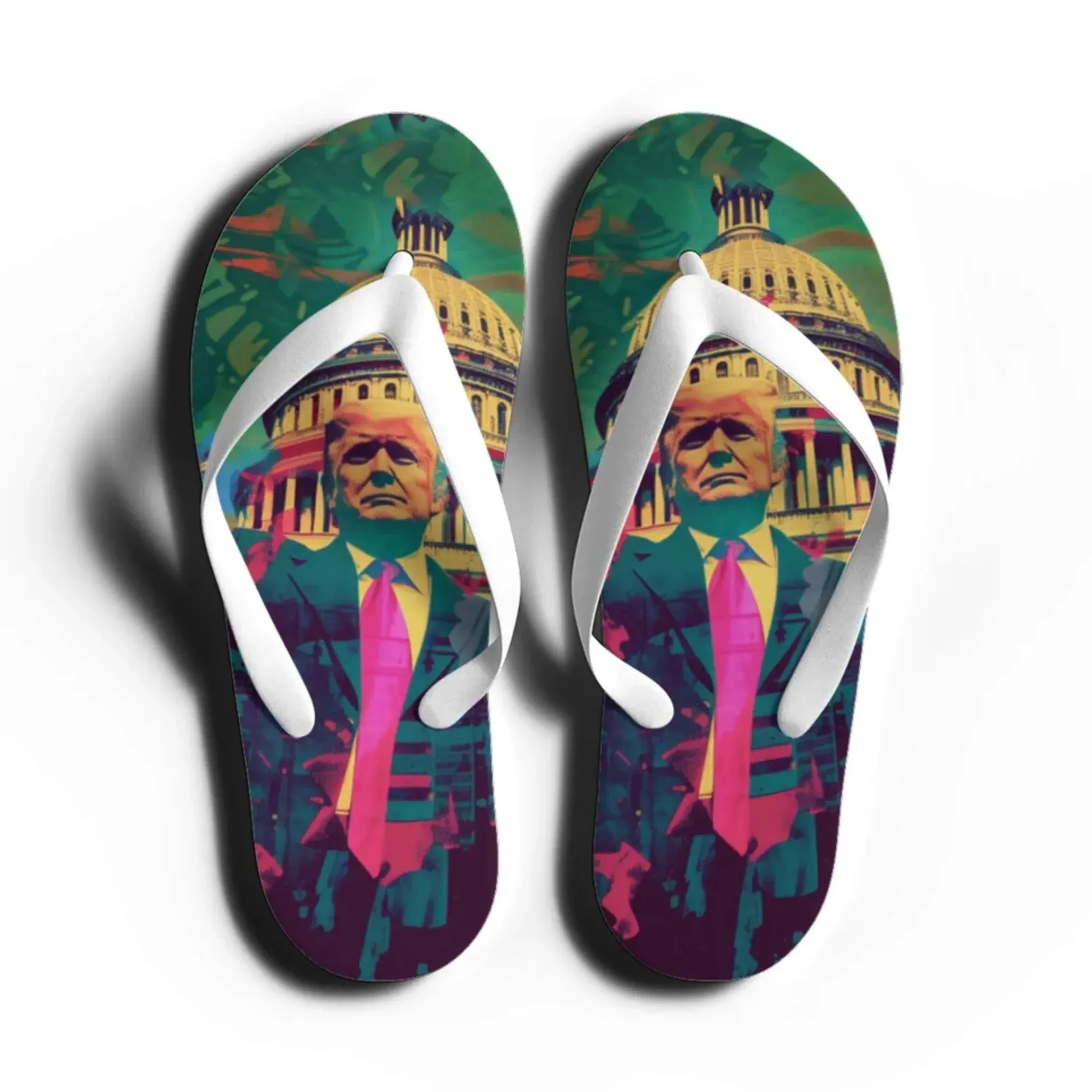Personalized Trump Flip Flops, Custom Patriotic Flip Flops, MAGA Unisex Slippers
