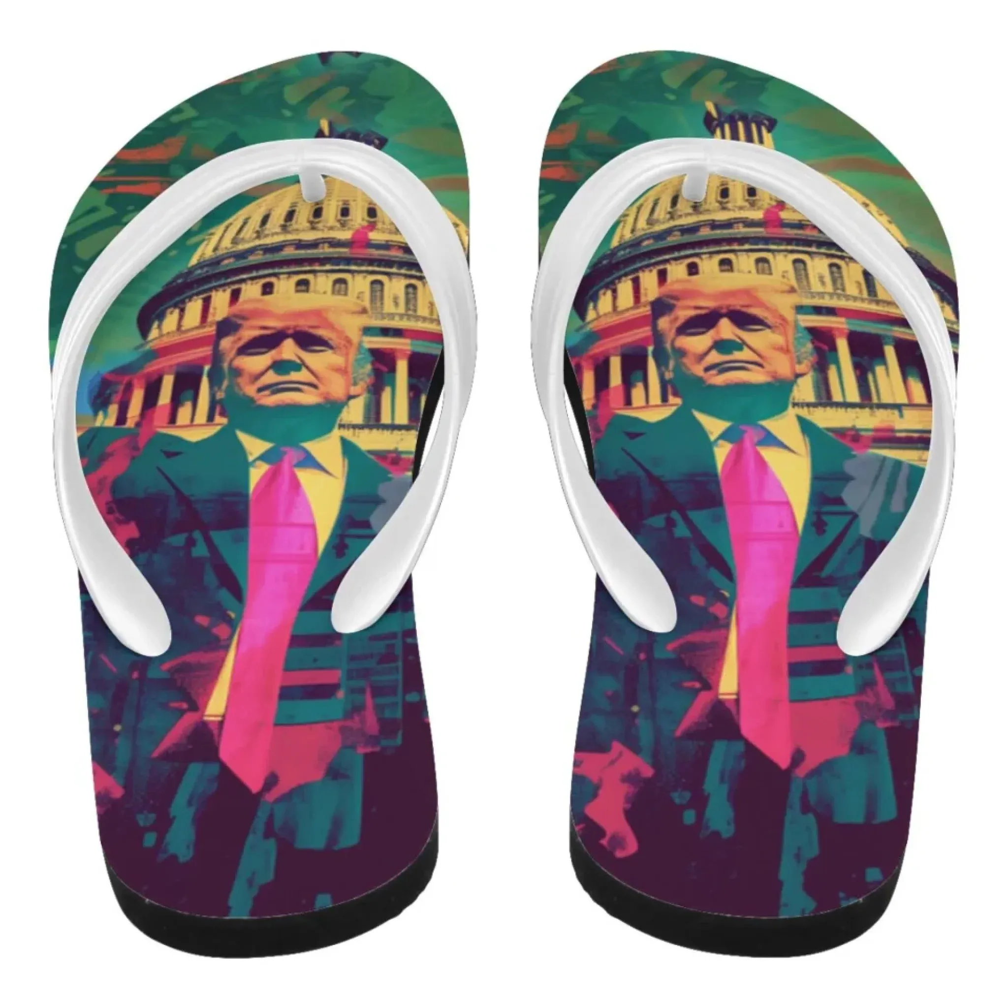 Personalized Trump Flip Flops, Custom Patriotic Flip Flops, MAGA Unisex Slippers