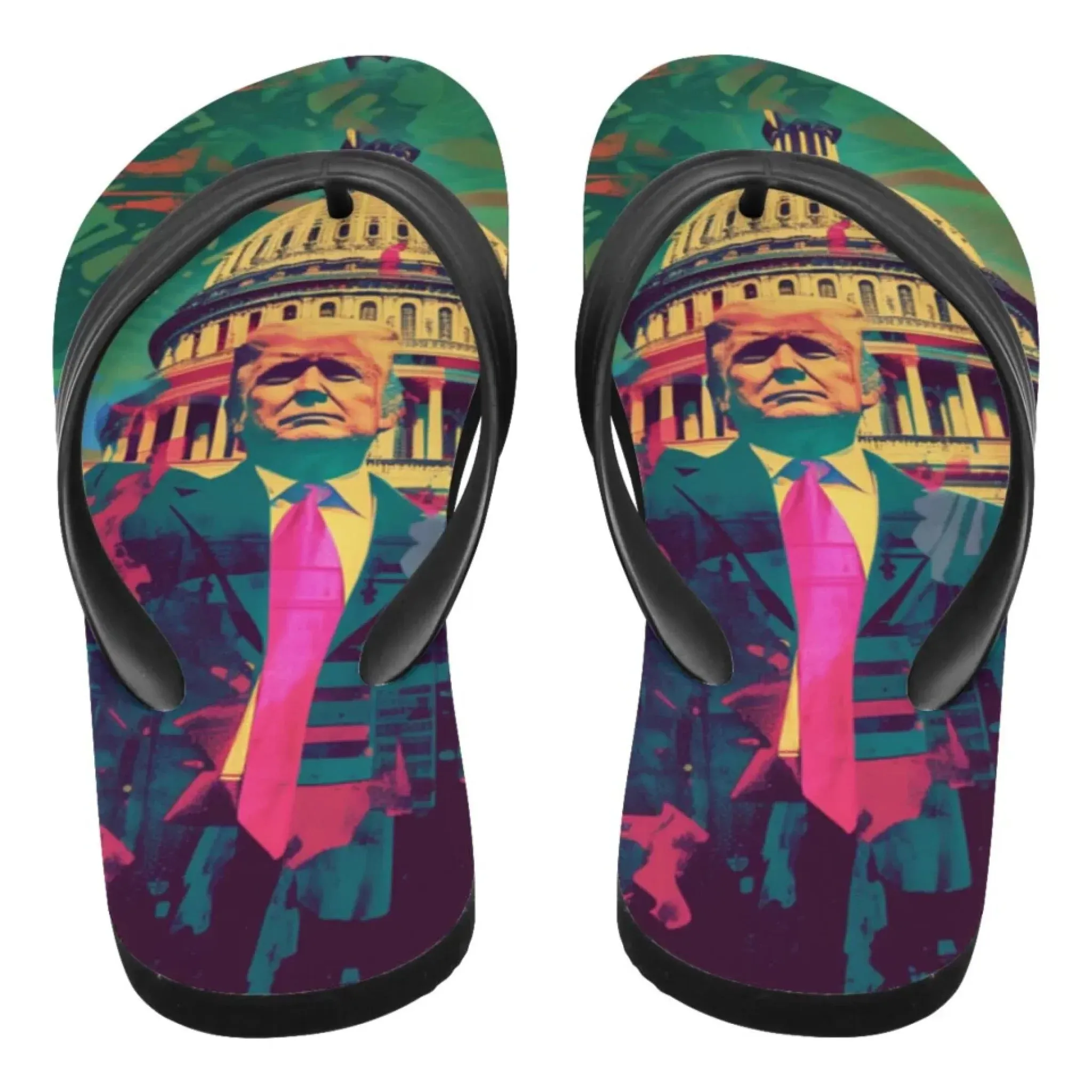 Personalized Trump Flip Flops, Custom Patriotic Flip Flops, MAGA Unisex Slippers