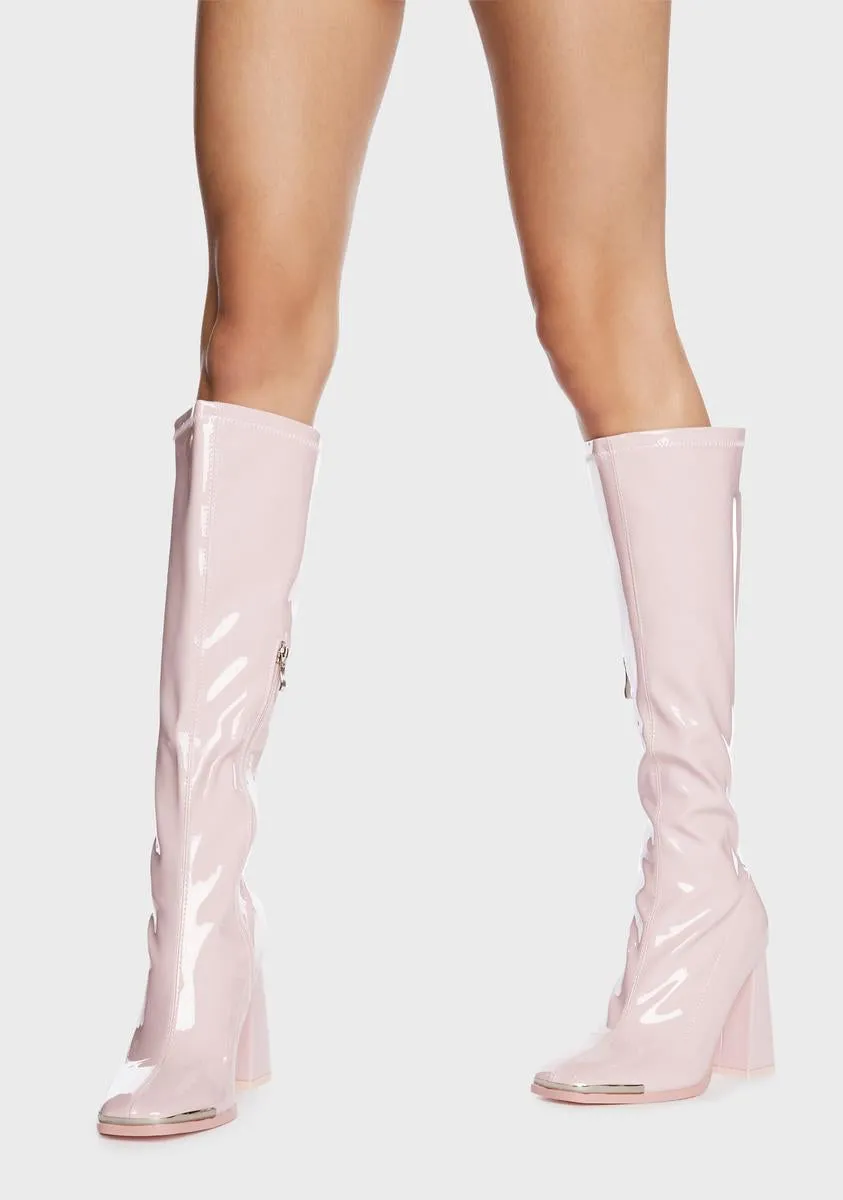 Pink Jazzy Knee High Boots