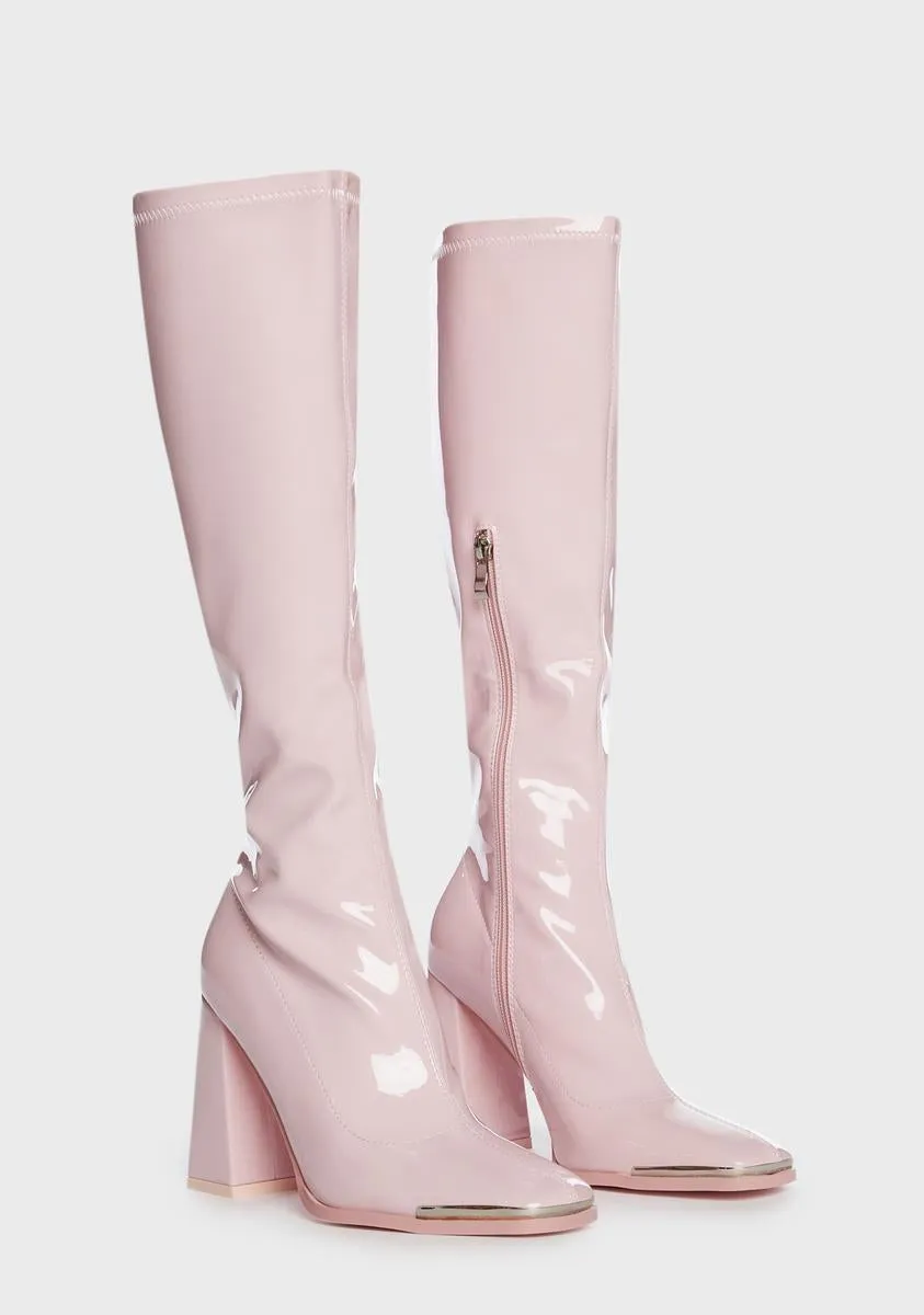 Pink Jazzy Knee High Boots