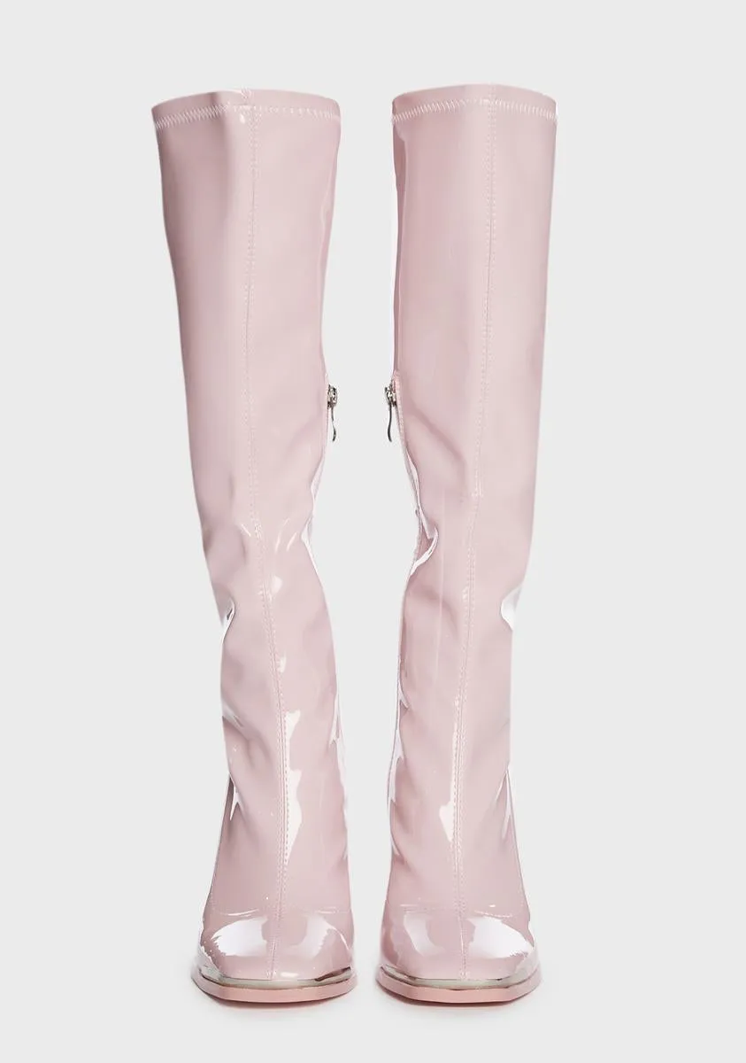 Pink Jazzy Knee High Boots