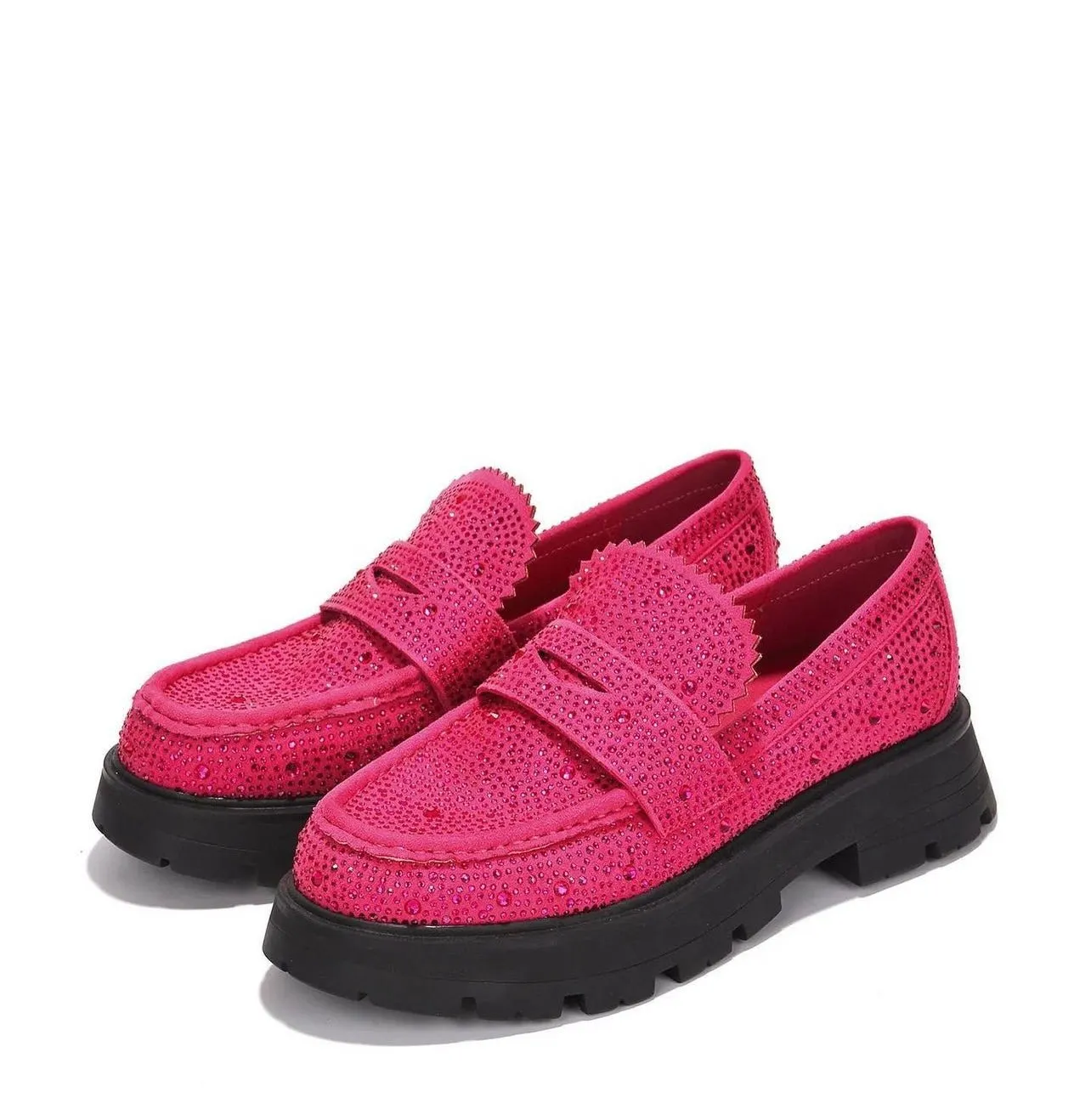 Rhinestone Loafers Gently - Pink