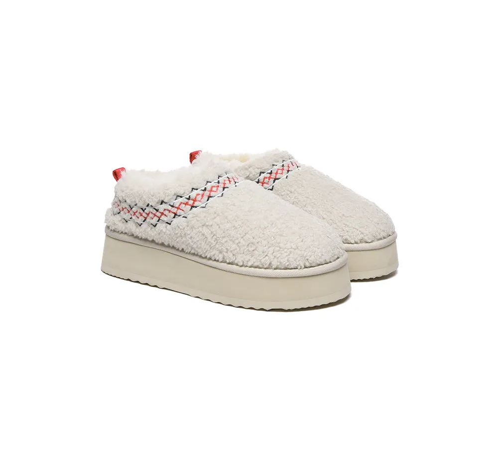 Sheepskin Wool Plush Ankle Platform Slippers Madge