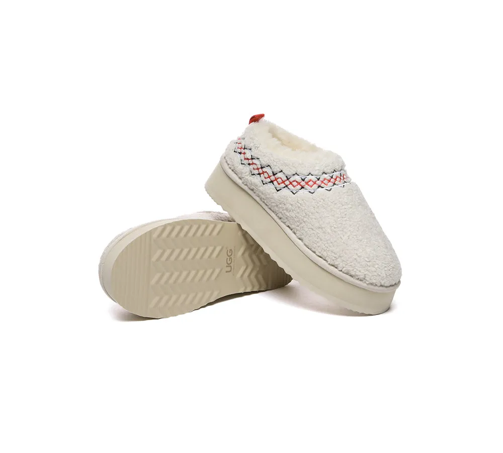 Sheepskin Wool Plush Ankle Platform Slippers Madge