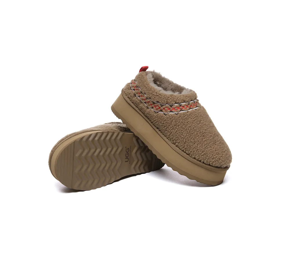 Sheepskin Wool Plush Ankle Platform Slippers Madge