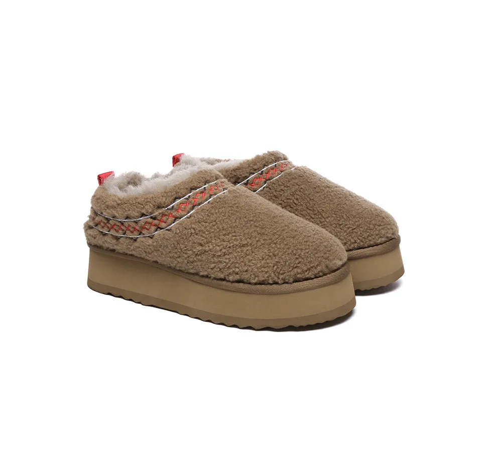 Sheepskin Wool Plush Ankle Platform Slippers Madge