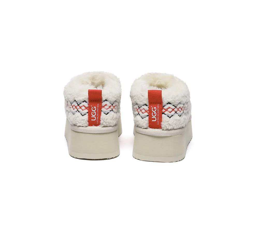 Sheepskin Wool Plush Ankle Platform Slippers Madge