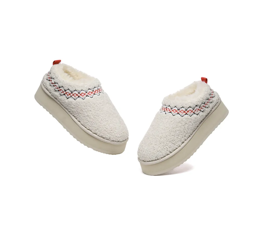 Sheepskin Wool Plush Ankle Platform Slippers Madge