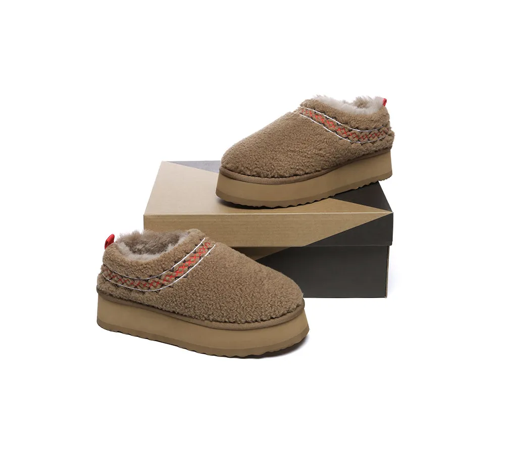 Sheepskin Wool Plush Ankle Platform Slippers Madge